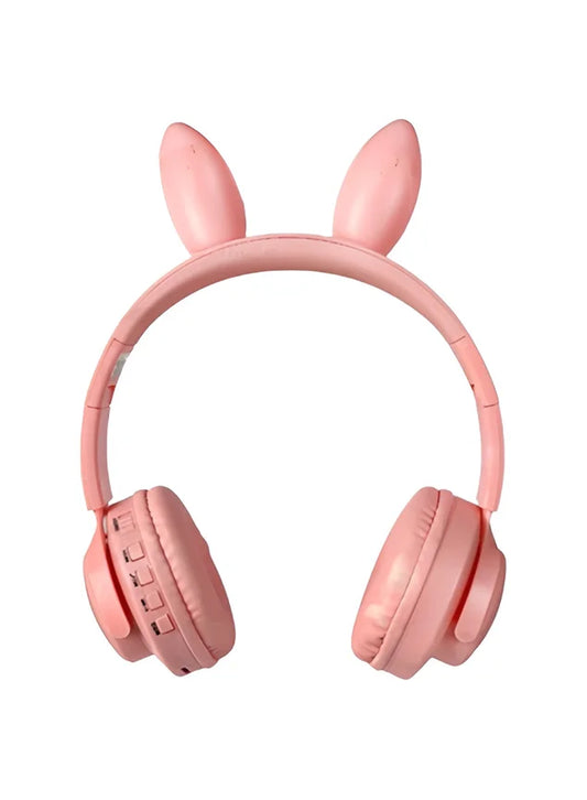 Pink Wireless Bluetooth Headphones Bunny Ear LED