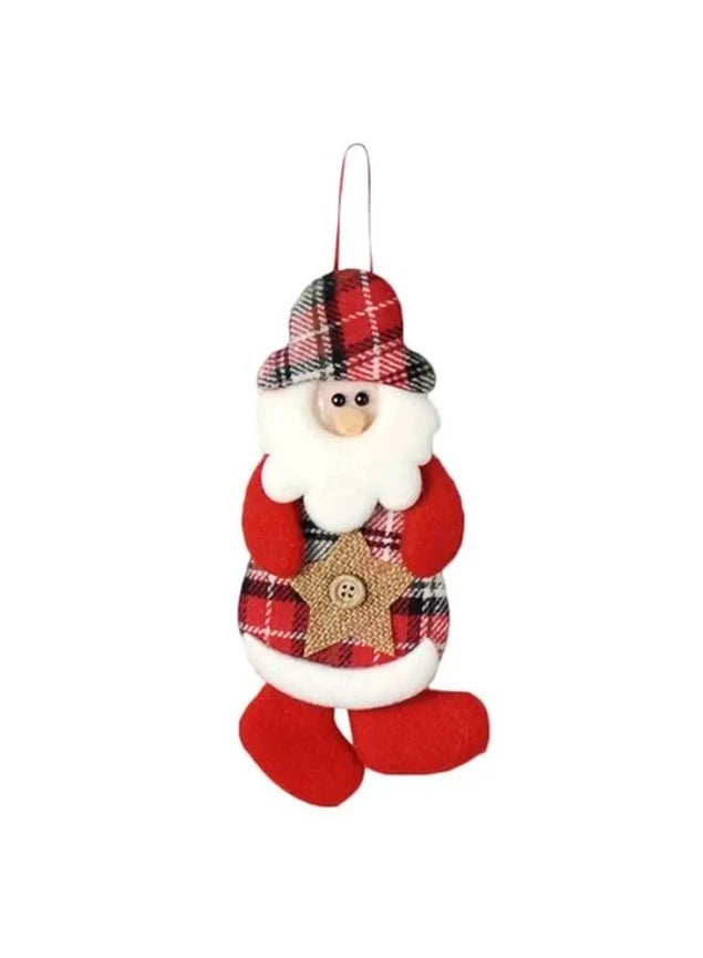 Plaid Santa Claus Christmas Tree Hanging Ornament 17cm