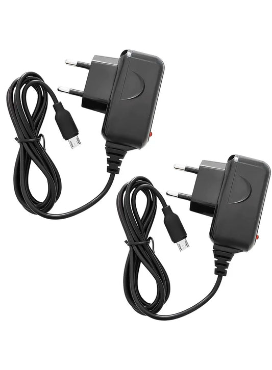 Kit 2 Cell Phone Chargers Micro USB Bivolt Power Supply Black